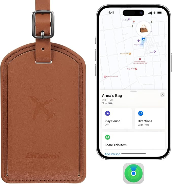 Luggage Tags Built-in Anti-Loss Tracker, Luxury Leather Luggage Tags for Suitcase, Travel Bags, B... | Amazon (US)