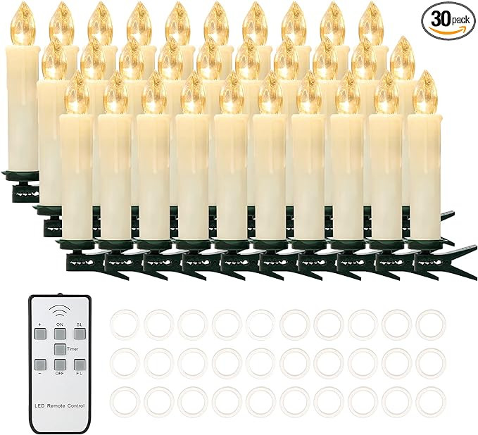 30 PCS Flameless LED Taper Candles Battery Operated Christmas Tree Candle Lights Electric Fake Ca... | Amazon (US)