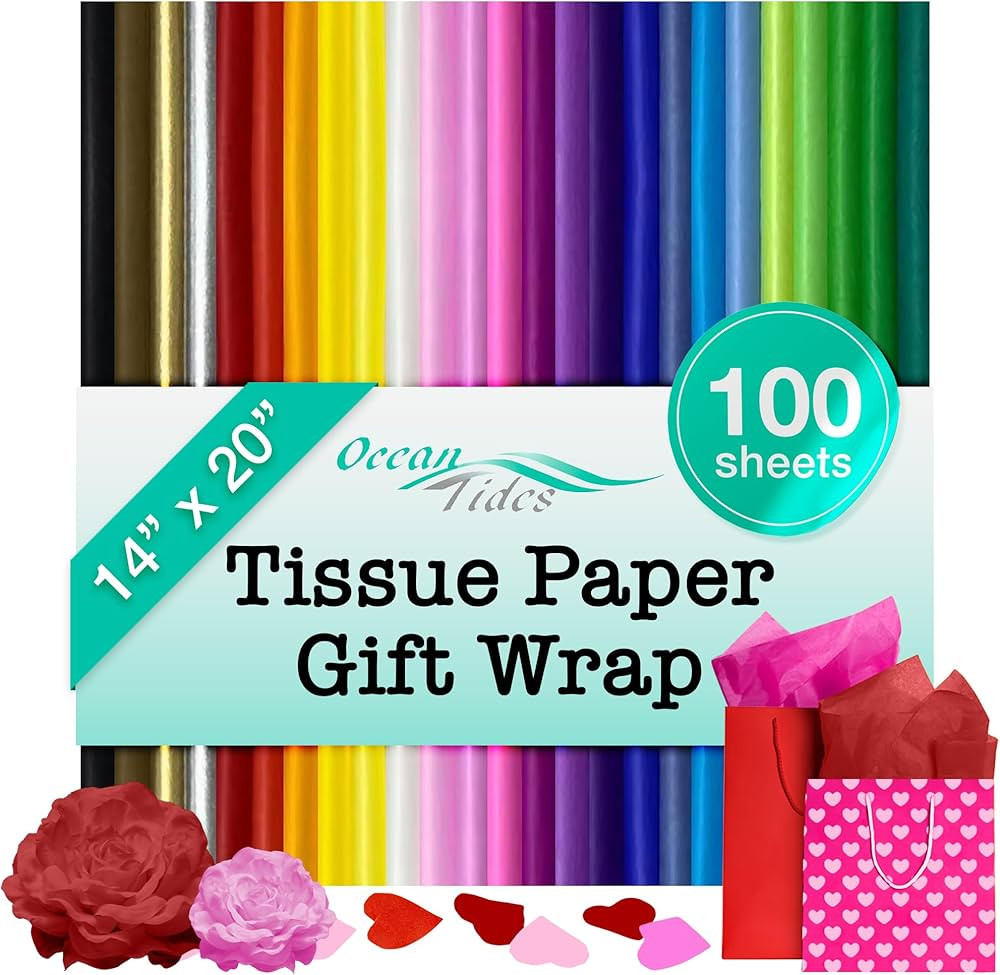 Ocean Tides Tissue Paper for Gift Bags - 100 Sheets Colored Tissue Paper for Packaging & Crafts -... | Amazon (US)
