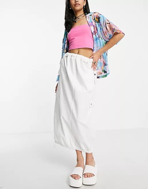 COLLUSION twill utility maxi skirt in white | ASOS (Global)