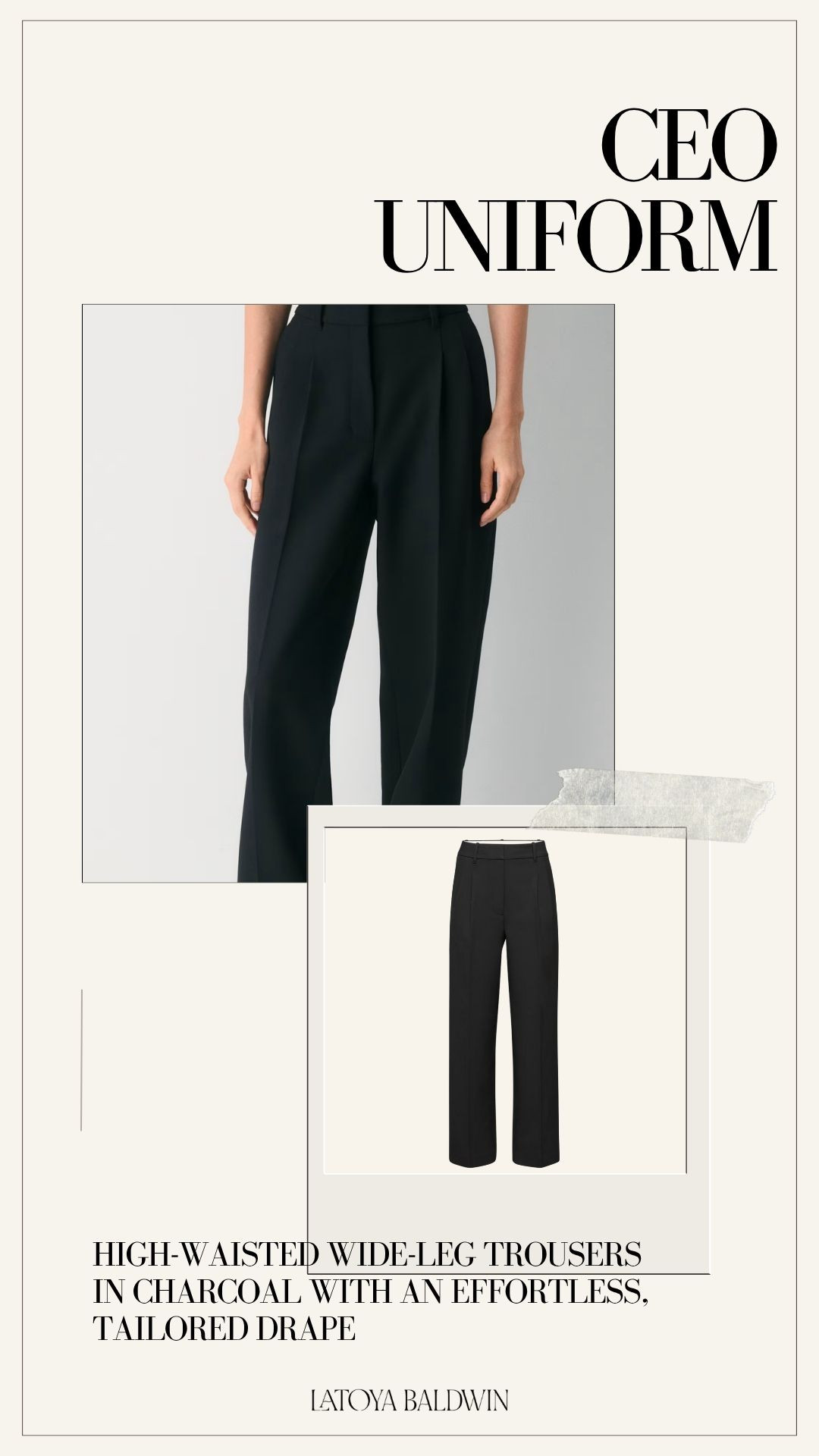 The high-waisted black trousers that anchor my CEO uniform—wide-leg cut, effortless drape, and they pair with literally everything in my closet.
#blacktrousers #widelegpants #ceouniform #corporateoutfit 

 #LTKStyleTip #LTKWorkwear