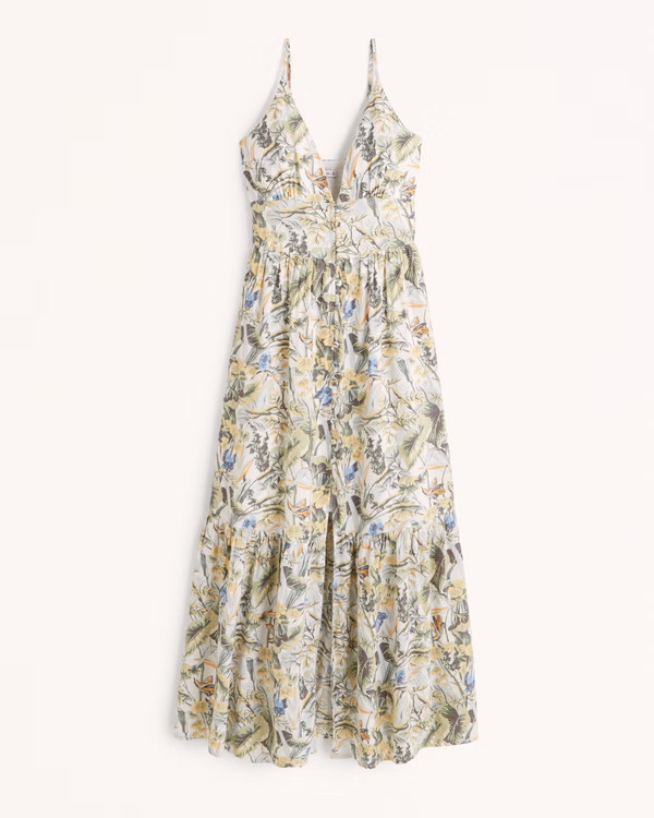 Women's Button-Through Maxi Dress | Women's Clearance | Abercrombie.com | Abercrombie & Fitch (US)