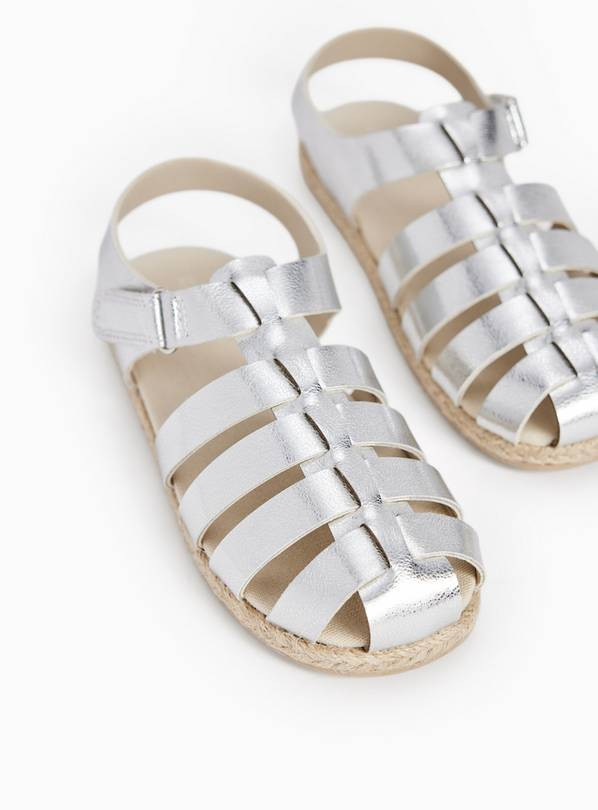 Silver Metallic Fisherman Sandals 6 Infant | Tu Clothing