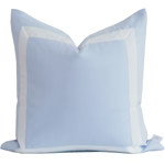 Sky Blue Organic Linen Pillow with White Ribbon Trim | Lo Home by Lauren Haskell Designs