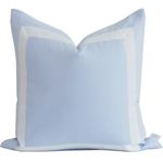 Sky Blue Organic Linen Pillow Cover with White Ribbon Trim | Lo Home by Lauren Haskell Designs