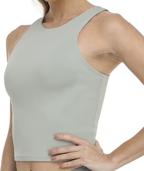 Colorfulkoala Women's Essential Basic Cropped Tank Body Contour Yoga Tops | Amazon (US)