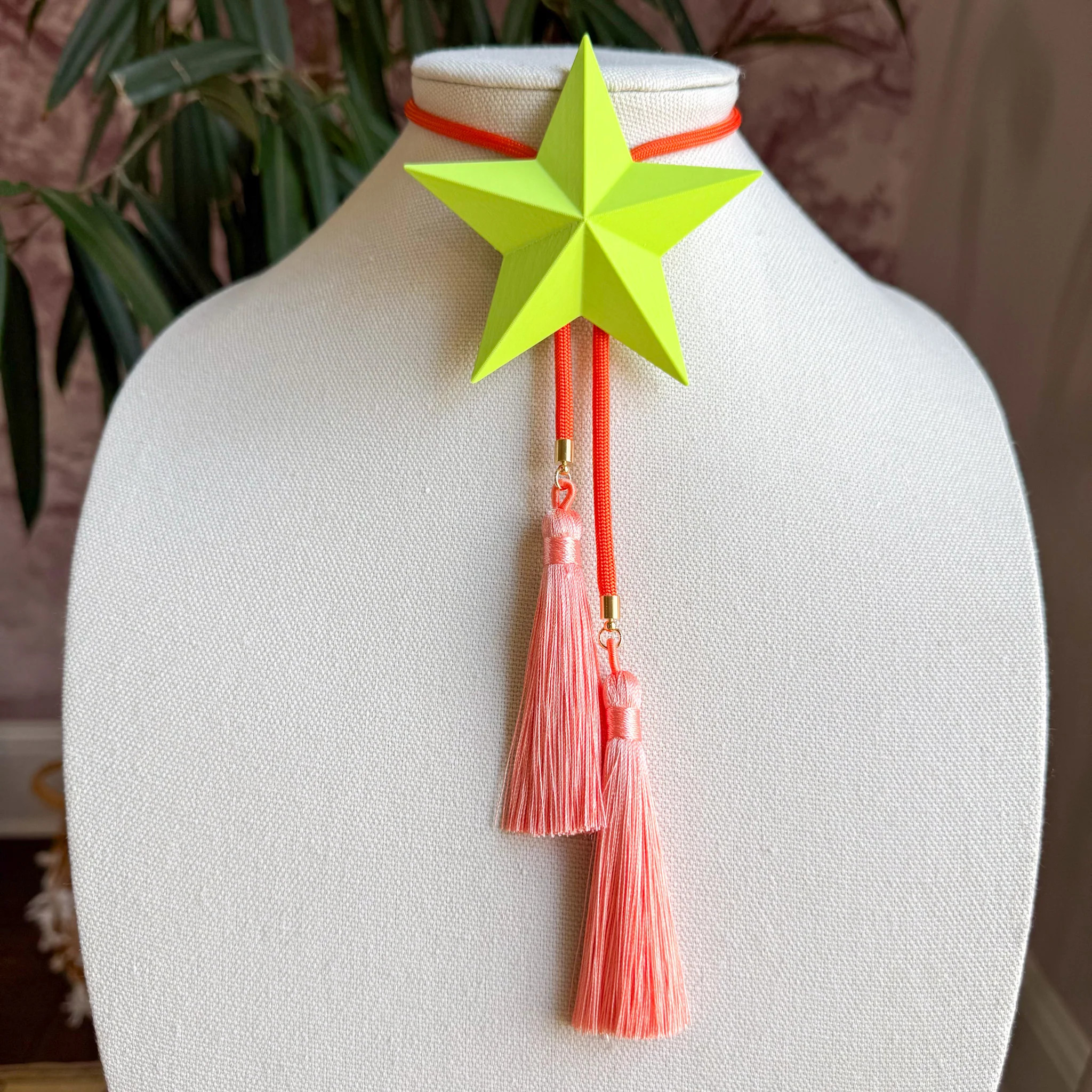 Lone Star Bolo Lime Green with Solar Orange & Peach | Rahya Jewelry Design