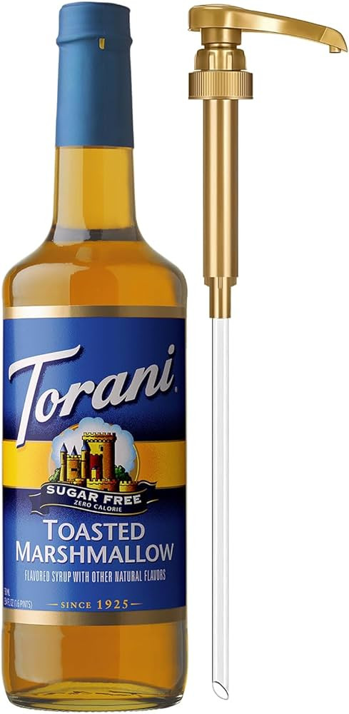 Torani Sugar Free Coffee Syrup, Toasted Marshmallow Flavored Syrup for Drinks, Zero Calorie, Glas... | Amazon (US)
