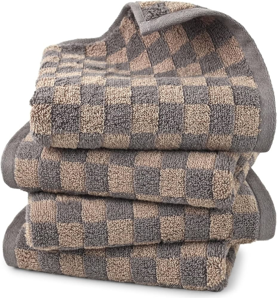 Jacquotha Soft Hand Towels 4 Pack - Checkered Towels for Bathroom Kitchen Spa Gym, 29” x 13”,... | Amazon (US)