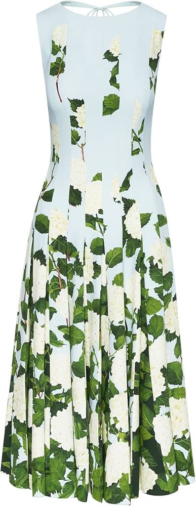 Amazon.com: Oscar de la Renta, Sleeveless Degrade Cady Dress, 0, Blue/Ivory : Luxury Stores | Amazon (US)