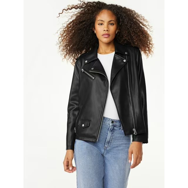 Scoop Women's Faux Leather Moto Jacket | Walmart (US)