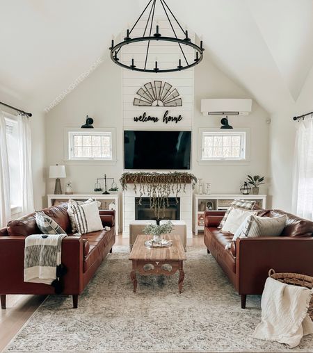 spring, living room, living room decor, spring decor, family room, vegan leather, leather couch, leather sofa, wagon wheel chandelier, modern farmhouse, neutral home, neutral style, living room inspo

#LTKfamily #LTKstyletip #LTKhome