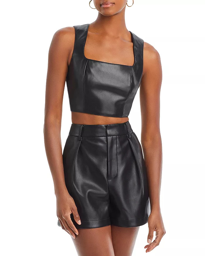 Square Neck Faux Leather Crop Top | Bloomingdale's (US)