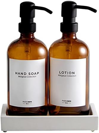 MaisoNovo Glass Soap Dispenser with Pump and Concrete Tray | Vintage Soap Dispenser Bathroom and Kit | Amazon (US)