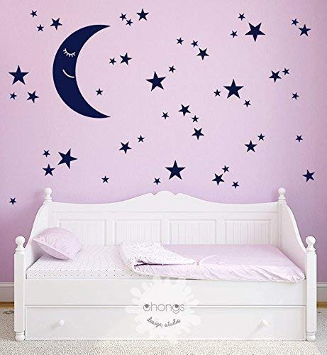 Moon and Stars Wall Decal/Star Wall Sticker/Kids Room Decal/Nursery decal/Home Decor | Amazon (US)