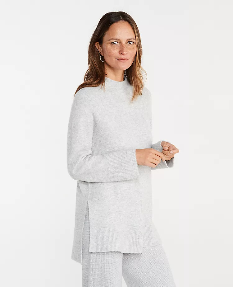 Shimmer Mock Neck Tunic Sweater | Ann Taylor | Ann Taylor (US)