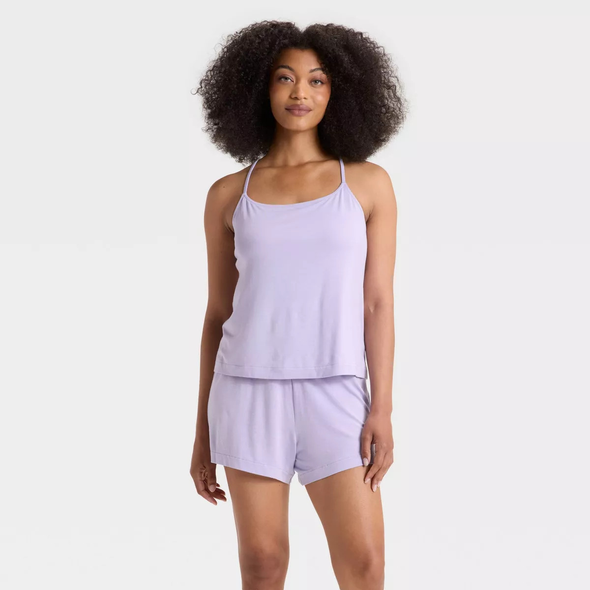 Women's Cloud Knit Tank Top and Shorts Pajama Set - Auden™ Light Purple S | Target