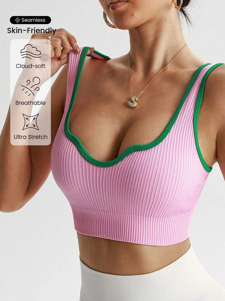 Dewbera Top Deportiva Ajustada Sin Costuras Acanalada Para Mujer | SHEIN