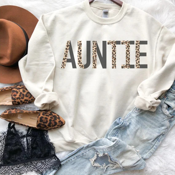 Leopard Auntie Sweatshirt Auntie Sweatshirt Auntie Gift - Etsy | Etsy (US)