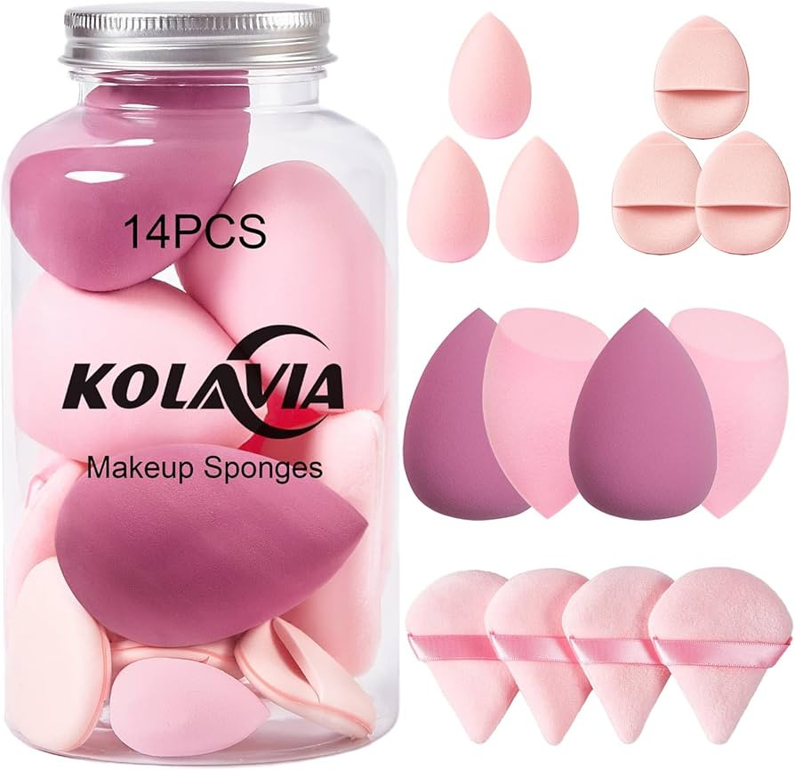 14PCS Makeup Sponge Set, Beauty Blender Sponge for Foundation Blending with 3PCS Mini Makeup Spon... | Amazon (US)