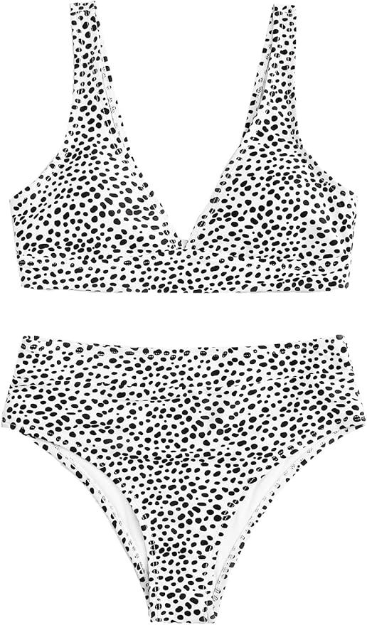 Floerns Women's Dalmatian Print Sleeveless High Waist Bikini Two Piece Swimsuit | Amazon (US)