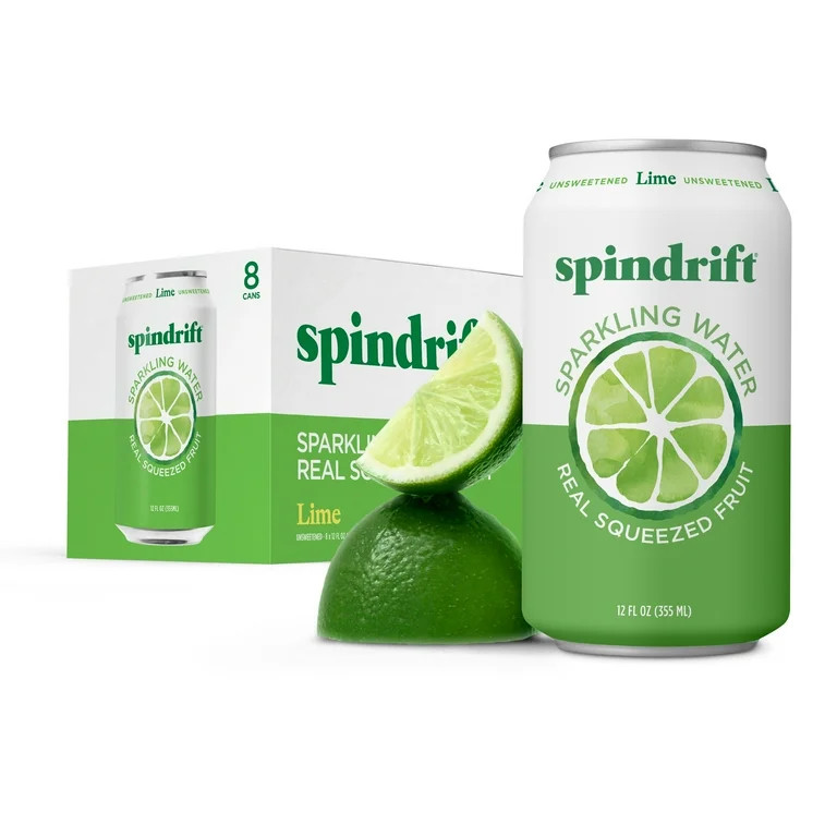 Spindrift Lime Unsweetened Sparkling Water with Real Squeezed Fruit, 12 fl oz, 8 Count | Walmart (US)
