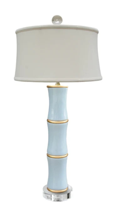 Palladian blue bamboo porcelain tabletop lamp | The Enchanted Home