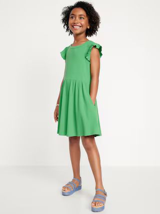 Ruffled-Sleeve Fit & Flare Dress for Girls | Old Navy (US)