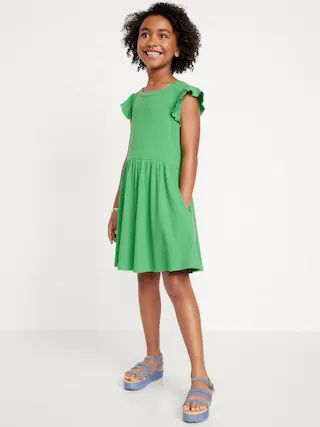 Ruffled-Sleeve Fit &amp; Flare Dress for Girls | Old Navy (US)
