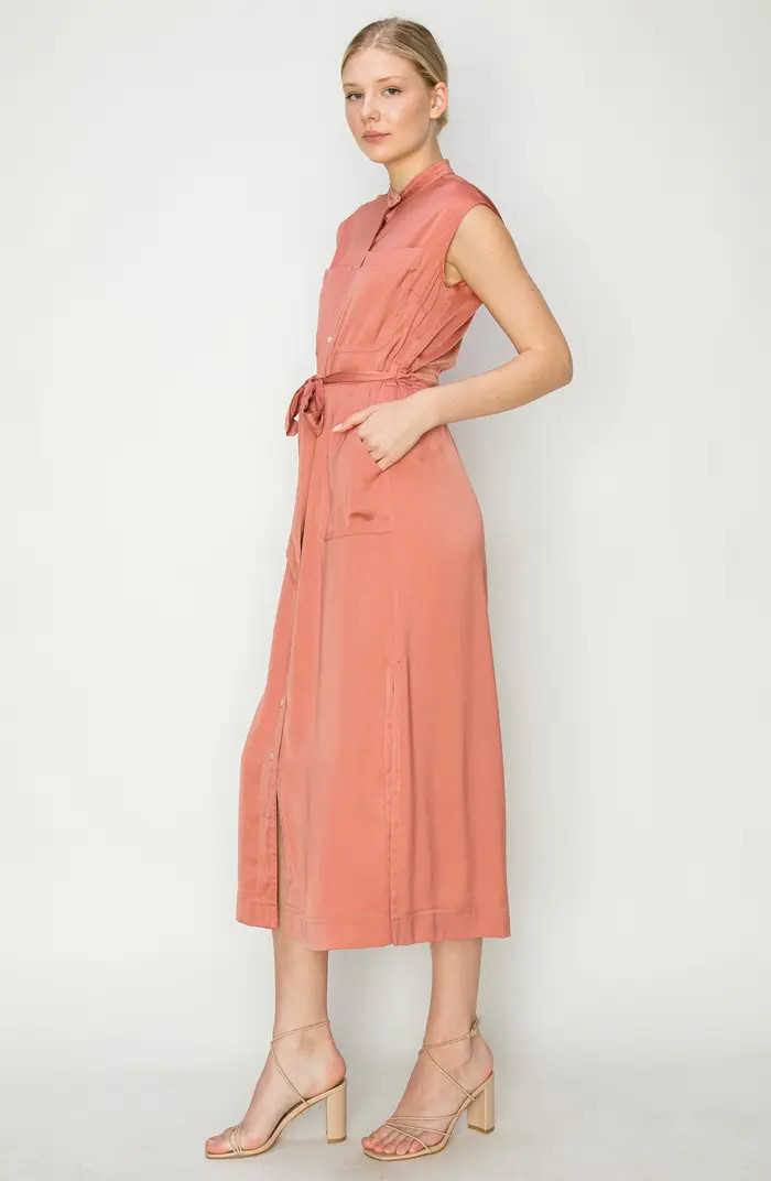 Sleeveless Button Front Satin Shirtdress | Nordstrom Rack