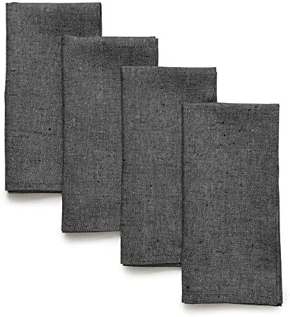 Solino Home Charcoal Grey Linen Napkins – Set of 4, 100% Pure Linen Dinner Napkins 20 x 20 Inch... | Amazon (CA)