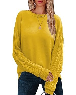 Zeagoo Womens Cable Knit Sweaters Trendy Basic Long Sleeves Cute Crewneck Cozy Chunky Soft Warm P... | Amazon (US)