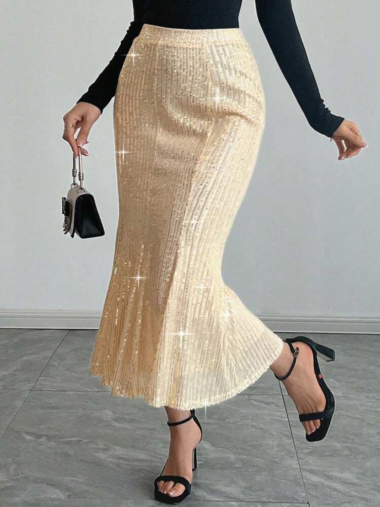 DAZY Sequins Decorated Women's A-Line Skirt For Valentine's Day Party, Spring | SHEIN