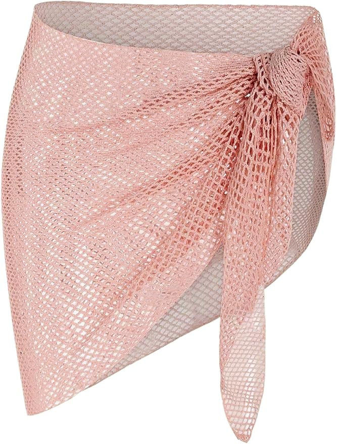 ZAFUL Sarong Coverups for Women Beach Vacation Fishnet See Thru Tie Side Bathing Suit Cover Up Mi... | Amazon (US)