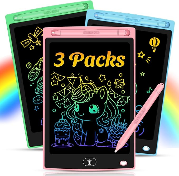 3 Pack LCD Writing Tablet for Kids - Erasable and Reusable Toddler Doodle Board in 8.5 inch, Idea... | Amazon (US)