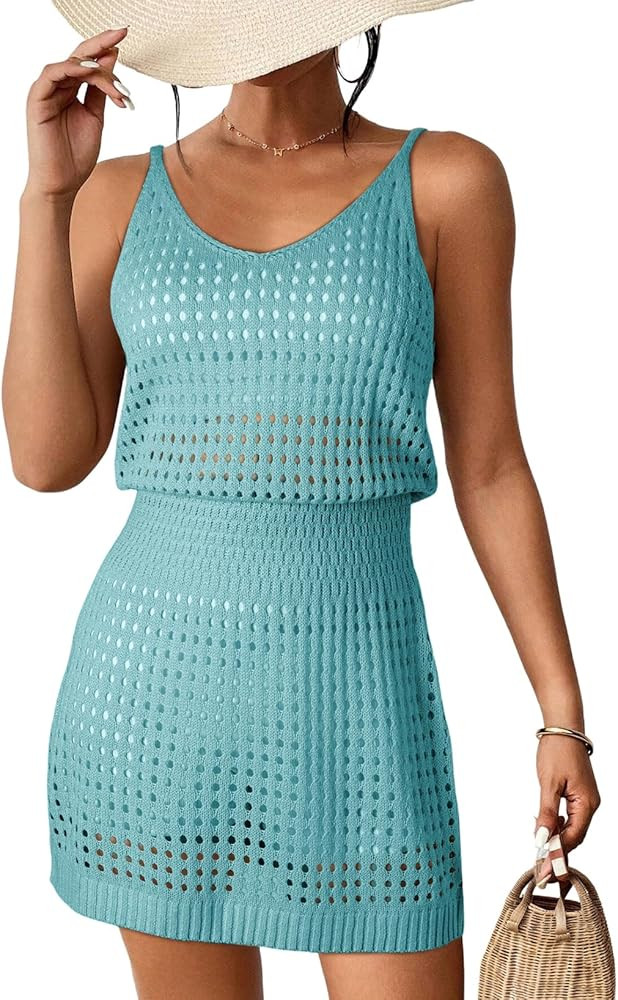 Dokotoo Summer Crochet Hollow Out Knit Beach Bathing Suit Swim Cover Ups Cruise Outfits Vacation ... | Amazon (US)