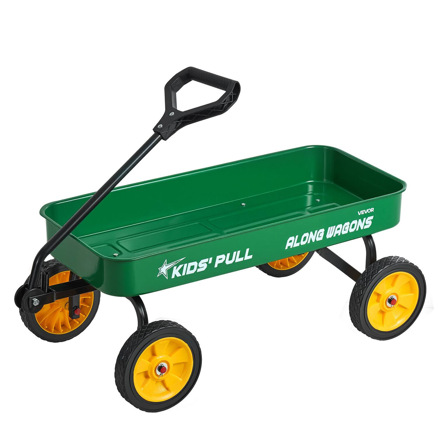 VEVOR - Pull-Along Wagon for Kids, 39 inch Toddler Wagons, Supports up to 176 lbs, All-Terrain Wagons with Handle - Green truck bed + yellow tires | Best Buy U.S.