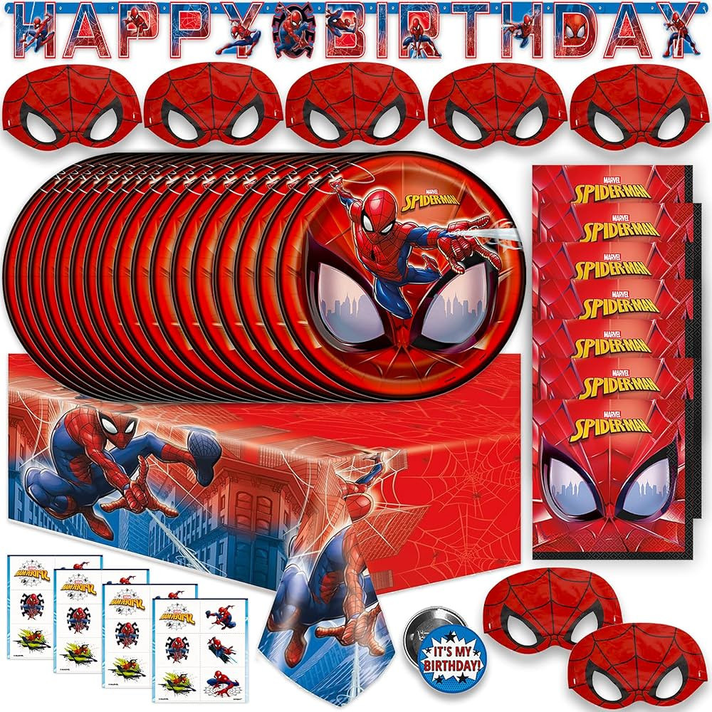 Spiderman Birthday Decorations | Spiderman Party Supplies | Serves 16 Guests | Marvel Superhero S... | Amazon (US)