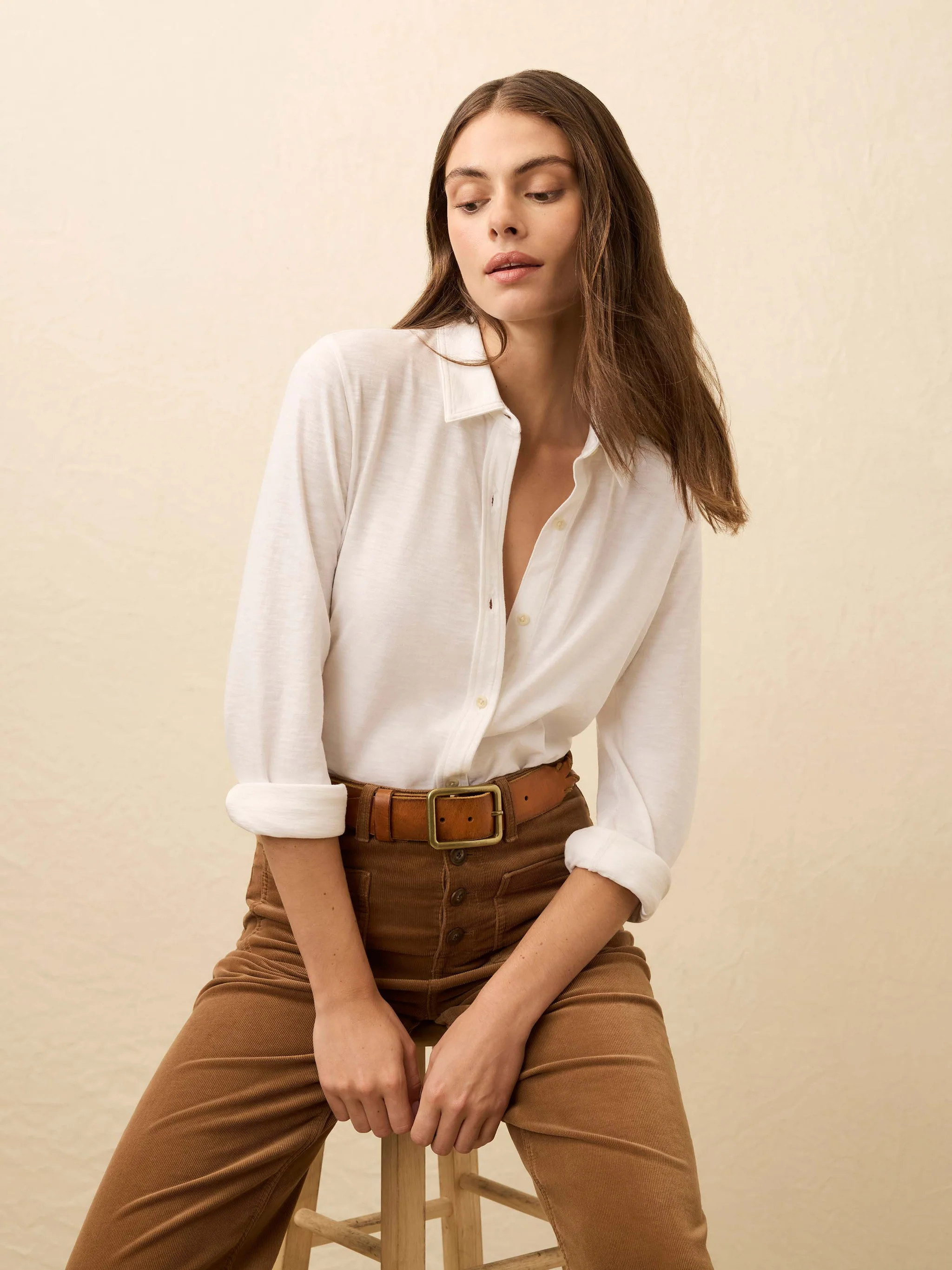 Sunwashed Knit Shirt - White | Faherty