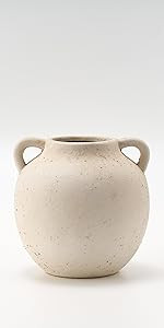 Ceramic Vase, 5.8 Inch Terracotta Vase with Handles, Boho Decor Decorative Vase, Rustic Vase for ... | Amazon (US)