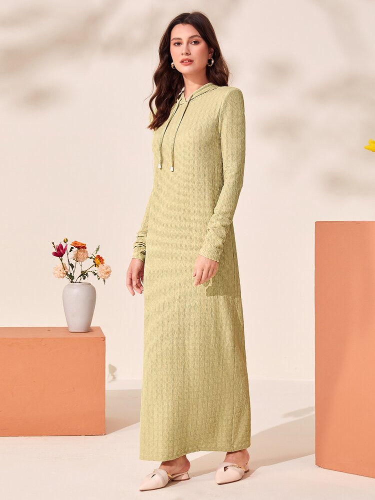 New
     
      SHEIN Solid Drawstring Hooded Dress | SHEIN
