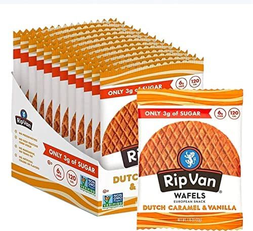 Rip Van WAFELS Dutch Caramel & Vanilla Stroopwafels - Healthy Snacks - Non GMO Snack - Keto Frien... | Amazon (US)