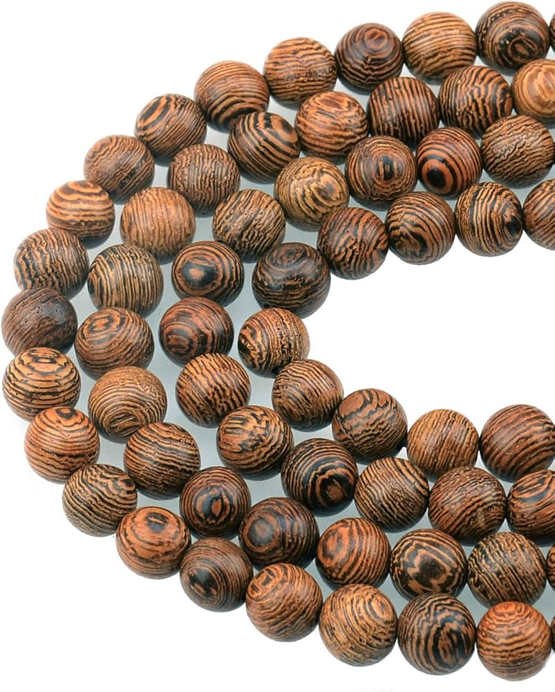 LPBeads 100PCS 8mm Natural Round Wood Beads for Jewelry Making with Crystal Stretch Cord | Amazon (US)