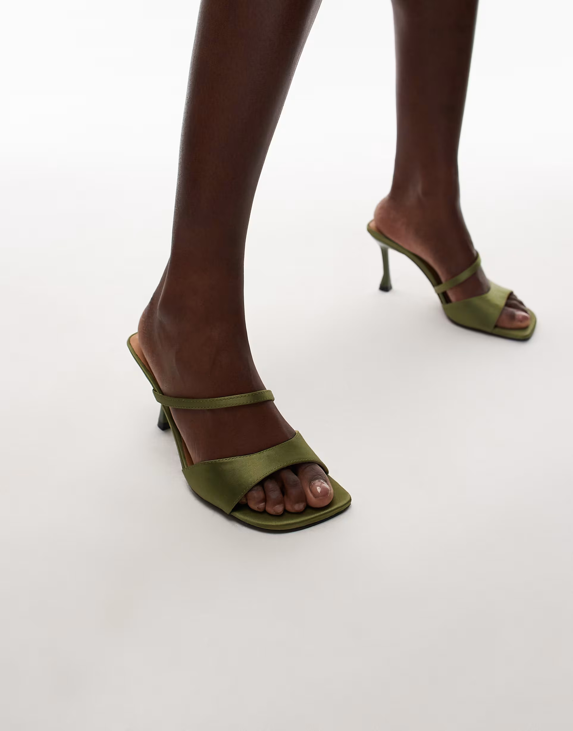 Topshop Fiona high heel mule with strap in green | ASOS | ASOS (Global)