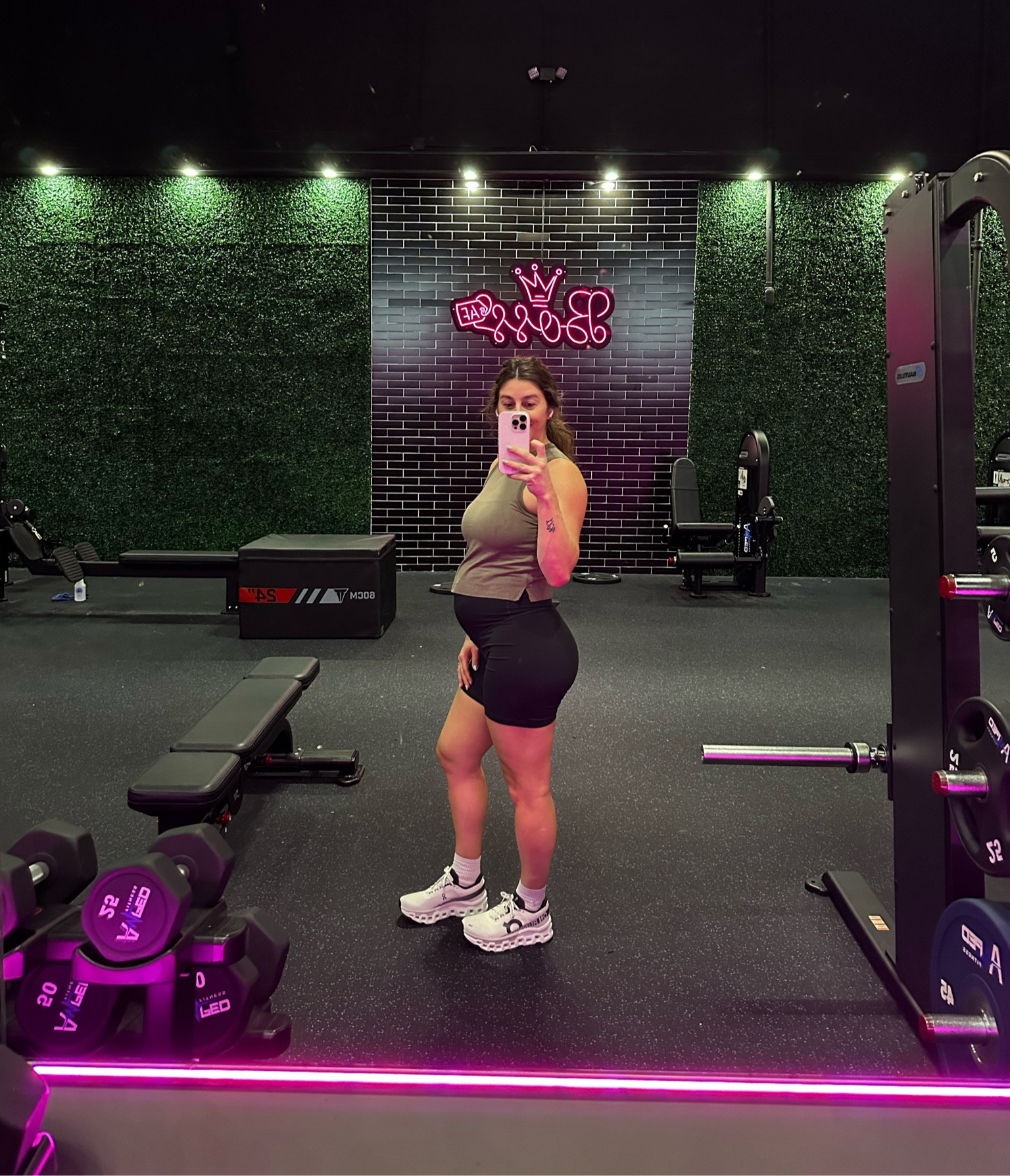Maternity athletic shorts!!! I’ve bought 3 so far since these are my new gym staple. Wearing size S. Shoes are very pregnancy friendly with swollen  👣 TTS

#LTKbump #LTKbaby #LTKfitness