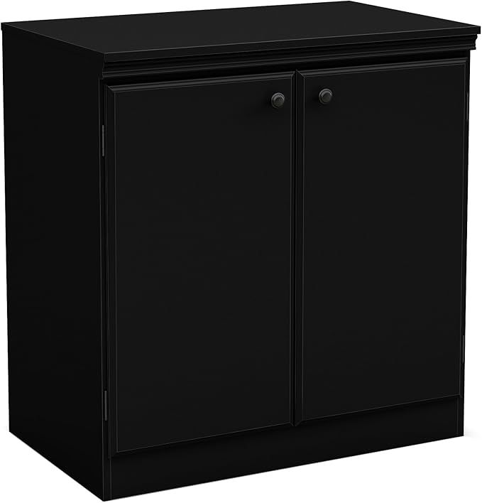 South Shore Small 2-Door Storage Cabinet with Adjustable Shelf, Pure Black | Amazon (US)