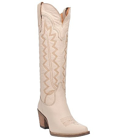 Dingo High Cotton Leather Tall Western Boots - 9.5 | Dillard's