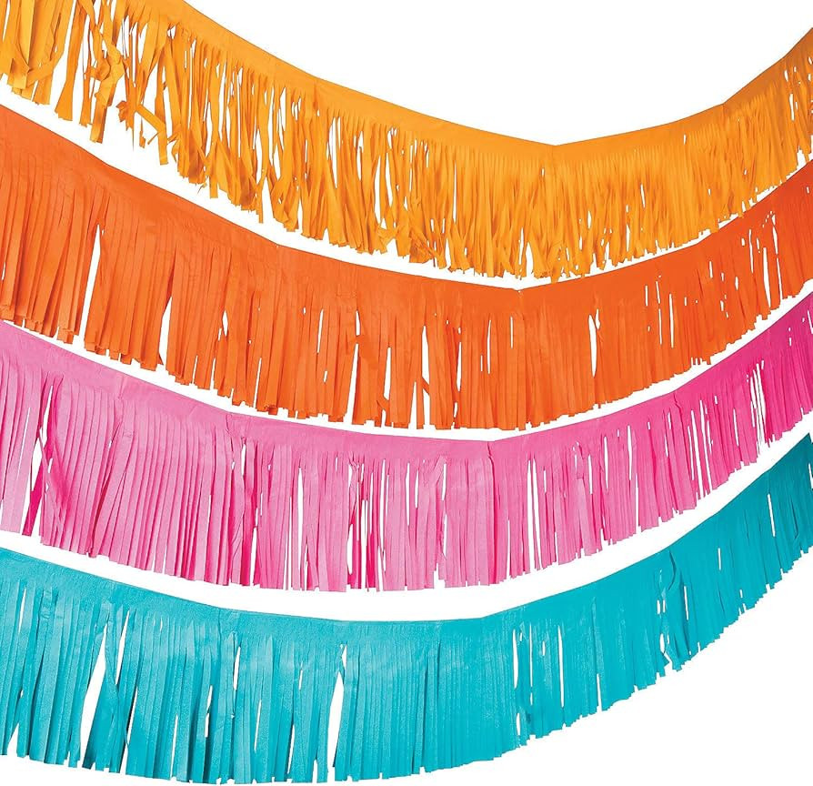 Fun Express Fiesta Fringe Garland Party Decorations - Colorful Paper Streamers for Cinco de Mayo,... | Amazon (US)