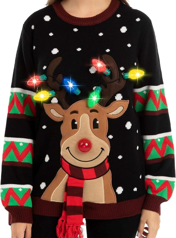 JOYIN Ugly Christmas Sweaters for Women 2023, Light Up Christmas Sweater, LED Reindeer Ugly Chris... | Amazon (US)