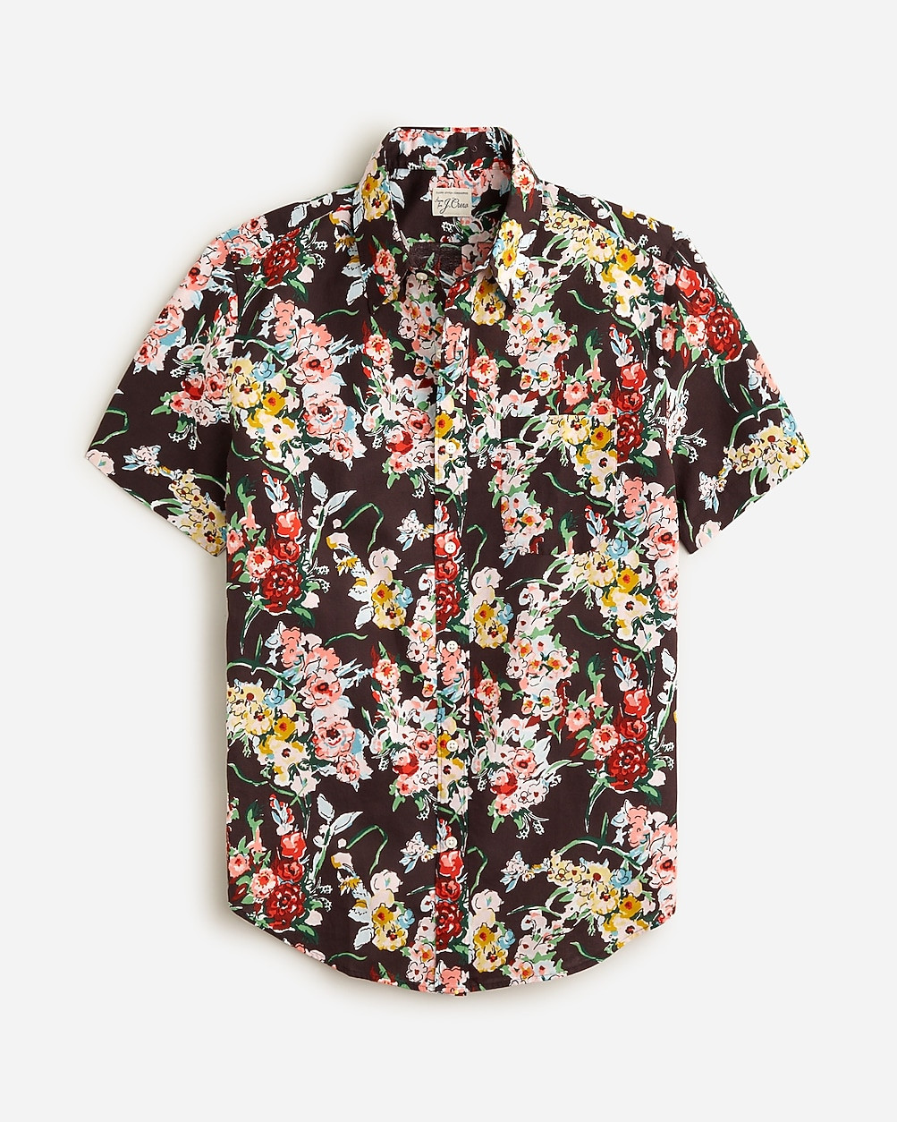 Slim short-sleeve cotton-linen blend shirt in print | J. Crew US